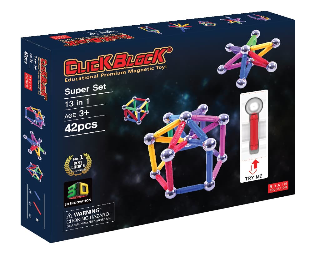 Click Block_ Magnet educational toy X_bar Super Set 42pcs
